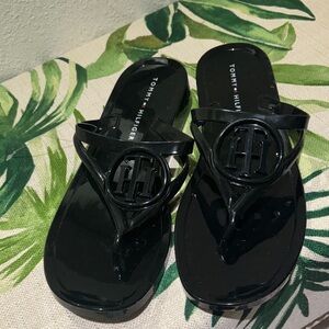 Tommy Hilfiger Women's Glossy Black Sandals